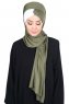 Mikaela - Khaki & Creme Praktisk Bumull Hijab