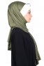 Mikaela - Khaki & Creme Praktisk Bumull Hijab