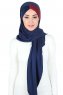 Mikaela - Marinblå & Bordeaux Praktisk Bumull Hijab