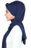 Mikaela - Marinblå & Creme Praktisk Bumull Hijab