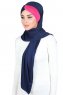 Mikaela - Marinblå & Fuchsia Praktisk Bumull Hijab