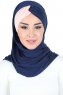 Mikaela - Marinblå & Gammelrosa Praktisk Bumull Hijab