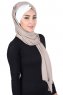 Mikaela - Taupe & Creme Praktisk Bumull Hijab