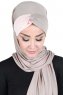 Mikaela - Taupe & Gammelrosa Praktisk Bumull Hijab