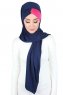 Mikaela - Marinblå & Fuchsia Praktisk Bumull Hijab
