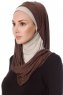 Naz - Brun & Ljus Taupe Praktisk One Piece Hijab - Ecardin