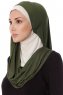 Naz - Khaki & Ljus Beige Praktisk One Piece Hijab - Ecardin
