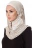Naz - Ljus Taupe & Ljus Beige Praktisk One Piece Hijab - Ecardin