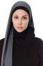 Naz - Mörkgrå & Svart Praktisk One Piece Hijab - Ecardin