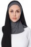 Naz - Svart & Mörkgrå Praktisk One Piece Hijab - Ecardin