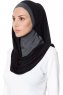Naz - Svart & Mörkgrå Praktisk One Piece Hijab - Ecardin