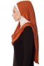 Naz - Tegelröd & Ljus Beige Praktisk One Piece Hijab - Ecardin