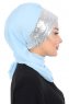 Olga - Ljusblå & Silver Praktisk Hijab