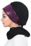 Olga - Svart & Fuchsia Praktisk Hijab