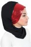 Olga - Svart & Röd Praktisk Hijab