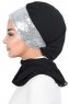 Olga - Svart & Silver Praktisk Hijab