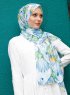 Pariza - Blå Blad Mönstrad Hijab