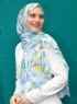 Pariza - Blå Blad Mönstrad Hijab