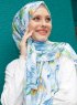 Pariza - Blå Blad Mönstrad Hijab