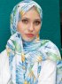 Pariza - Blå Blad Mönstrad Hijab