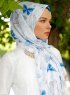 Parwin - Blå Mönstrad Hijab - Sal Evi