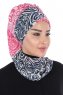 Regina - Marinblå & Fuchsia Chiffon Instant Turban