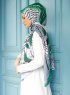 Yumna - Mörkgrön Mönstrad Hijab