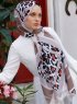 Yumna - Ljusbrun Mönstrad Hijab