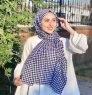 Soheila - Marinblå & Vit Mönstrad Bomull Hijab