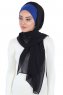 Vera - Blå & Svart Praktisk Chiffon Hijab