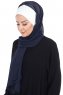 Vera - Creme & Marinblå Praktisk Chiffon Hijab