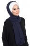 Vera - Creme & Marinblå Praktisk Chiffon Hijab
