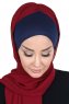 Vera - Marinblå & Bordeaux Praktisk Chiffon Hijab