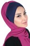 Vera - Marinblå & Fuchsia Praktisk Chiffon Hijab