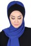 Vera - Svart & Blå Praktisk Chiffon Hijab
