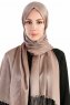 Verda Taupe Satin Hijab Sjal Madame Polo 130010-1