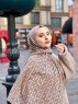 Wahida - Taupe Mönstrad Bomull Hijab - Mirach