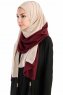 Yelda Beige & Bordeaux Chiffon Hijab Sjal Madame Polo 130041-2