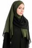 Yelda Svart & Khaki Chiffon Hijab Sjal Madame Polo 130036-4
