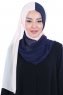 Ylva - Beige & Marinblå Praktisk Chiffon Hijab