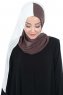 Ylva - Brun & Creme Praktisk Chiffon Hijab