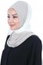 Ylva - Creme & Taupe Praktisk Chiffon Hijab