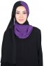 Ylva - Lila & Svart Praktisk Chiffon Hijab