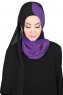 Ylva - Lila & Svart Praktisk Chiffon Hijab
