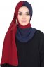 Ylva - Marinblå & Bordeaux Praktisk Chiffon Hijab