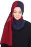 Ylva - Marinblå & Bordeaux Praktisk Chiffon Hijab