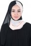 Ylva - Svart & Beige Praktisk Chiffon Hijab