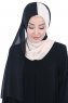 Ylva - Svart & Beige Praktisk Chiffon Hijab