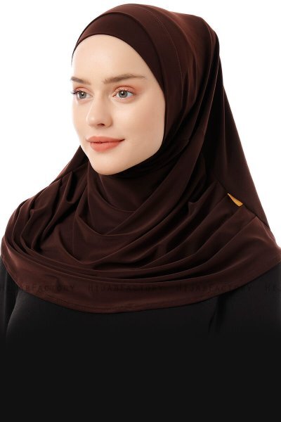 Esma - Mörkbrun Amira Hijab - Firdevs