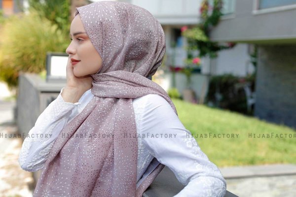 Akay - Taupe Mönstrad Hijab - Sal Evi